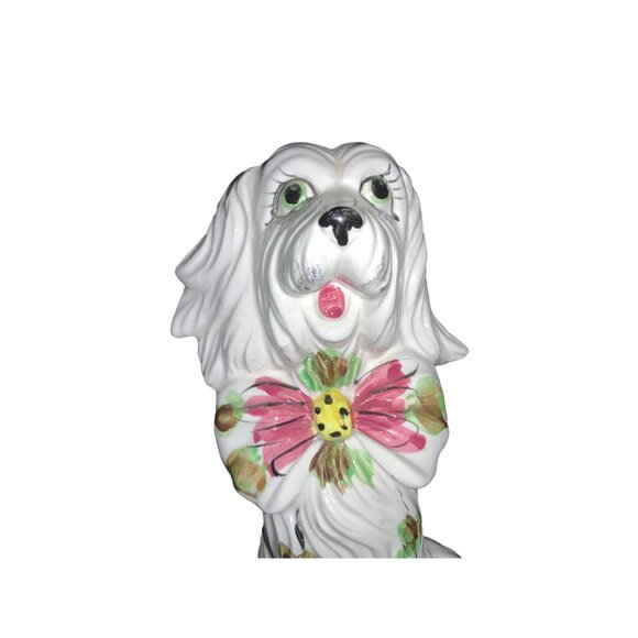 Tall White Sitting Ceramic Dog Figurine Made in Japan - Picture 9 of 9